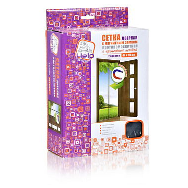 Сетка-штора Help на дверь противомоскитная с магнитами и крепежом 2 шт/уп 45*210 см 80004