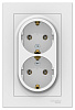Розетка Schneider Electric Atlasdesign двойная с заземлением 16А в сборе белый ATN000124