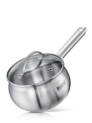 Ковш Regent Inox Apple мат. полир. стекл крышка 2 л 16*9,5 см 93-D-1