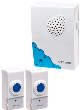 Звонок беспроводной Космос полиф. 32 мел.150 м бел. 2 кноп КОС_AG307C2 162419