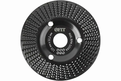 Диск Fit обдирочный по дереву наклонный посадочный диаметр 22,2 мм 125 мм средняя насечка 39525