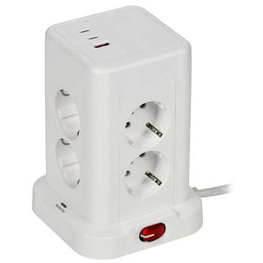 Удлинитель IEK Dominic У08K 8 мест 2P+PE 1,5 м 3*1 мм2 16А/250В USB A+C 20Вт белый**