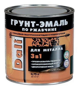 Грунт-эмаль Рогнеда Dali по ржавчине гладкая серебряный алюминий RAL9006 0,75 л 20482