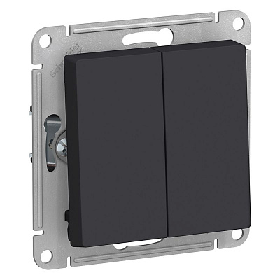 Переключатель Schneider Electric Atlasdesign двухклавишный схема 6 10АХ механизм карбон ATN001065