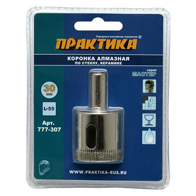Коронка Практика Мастер алмазная по стеклу и керамике 30 мм 1 шт 777-307