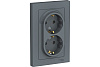 Розетка Schneider Electric Atlasdesign двойная с заземлением 16А в сборе грифель ATN000724
