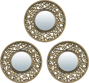 Комплект декоративных зеркал Qwerty Лион бронза 3 шт 25 см D12 см 74047***