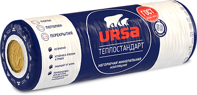 Минеральная вата Урса Terra Теплостандарт Рулон 44 PN 6560*1220*50 мм 16 м2 0,8 м3 2 шт