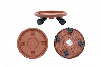 Подставка для цветов на колесах терракотовый 30 см MC-1804003-2