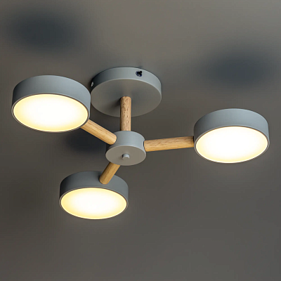 Люстра Ritter Scandia потолочная светод. серый/дерево 3 режима 45Вт 17м² 580*160 мм 51590 0