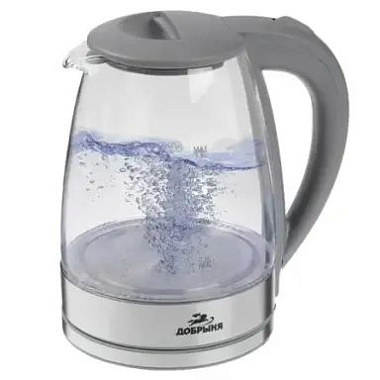 Чайник Добрыня электрический стекло со стальными вставками 1800 Вт 1,7 л DO-1264
