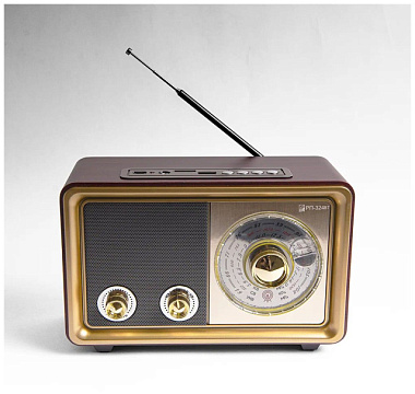 Радиоприемник БЗРП РП-324ВТ УКВ 64-108МГц СВ КВ бат 2*R20 220V USB/microSD/AUX лупа 19344