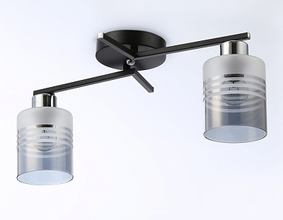 Люстра Ambrella TR303211/2 BK/CH/SM/FR чер/хром/дым/бел мат.E27*2 max 60W 500*170*200