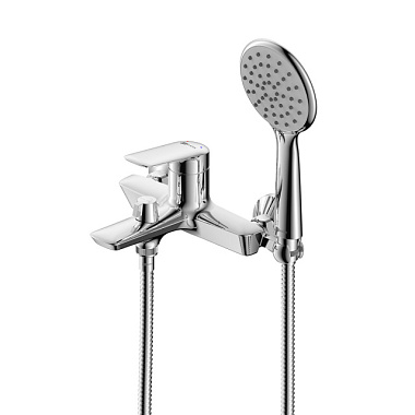 Смеситель Lemark Verba для ванны короткий излив дивертор с керам пластинами с аксес хром LM11414C