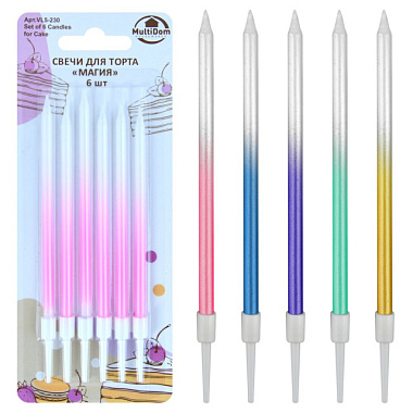 Свечи для торта Мультидом Магия 10,5 см 6 шт VL5-230