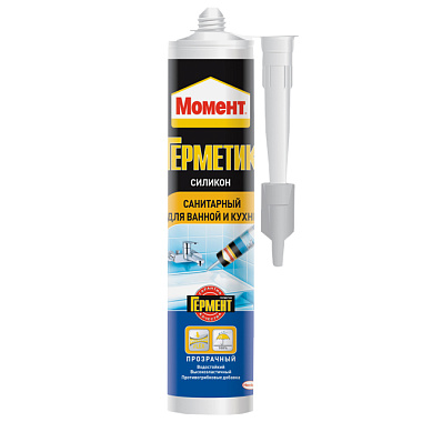 Герметик Момент для ванной и кухни силикон санит прозрачный 280 мл 763129