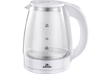 Чайник Добрыня электрический стекло белый 1800 Вт 1,8 л DO-1254W