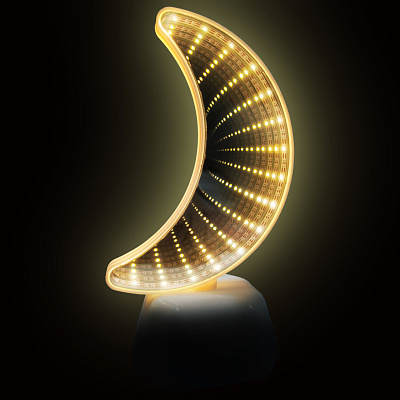 Светильник-ночник Apeyron зеркальный Месяц NL-09 светодиод 3*R6 пластик желтый 100*70*190 мм 784331