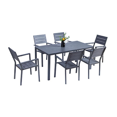 Набор мебели Викинг 8 серый стол+6 стульев