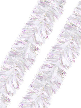 Мишура новогодняя Феникс-Презент Белая с сиреневым из ПЭТ 15*200 см 80448