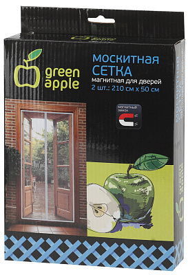 Сетка москитная Green Apple на дверь магнитная магнитный замок 2 шт*210 см*50 см GBN007