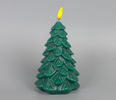 Свеча Елочка с эффектом мерцания светодиодная восковая 10*10*14,5/17 см 4630270066114