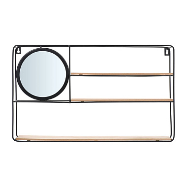 Полка-зеркало Qwerty Горизонт подвесная черная 50*10*30 см 73854***