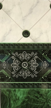 Панель ПВХ Кронапласт Керамо Александрия малахитовая с глиттером 2700*250*8 мм