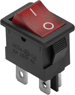 Выключатель Duwi  клав. красный с подсветкой 4 контакта 250В 6А ВКЛ-ВЫКЛ RWB-207 SC-768
