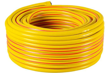 Шланг Вихрь поливочный ПВХ усиленный, пищевой трехслойный армированный желтый 1/2, 50 м