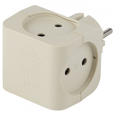 Разветвитель Эра электрический SP-4-I на 4 розетки без заземления 16А слоновая кость