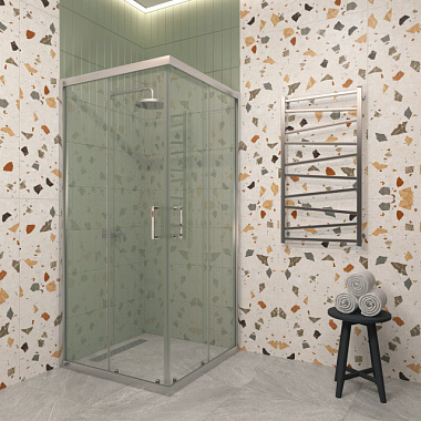 Душевое ограждение Eva Gold EG3C квадрат профиль хром прозрачное стекло 100*100 см