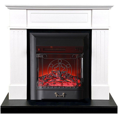 Каминокомплект InterFlame портал Найтон разборный с эл вставкой Majestic LUX/BLACK черный/белый