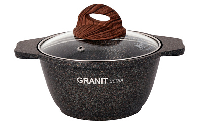 Кастрюля Kukmara Granit ultra original со стеклянной крышкой 1 л КГО12а