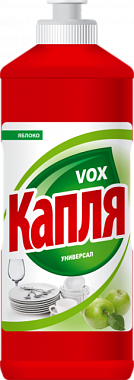 Средство для мытья посуды Капля VOX для посуды сода-эффект яблоко 450 мл 