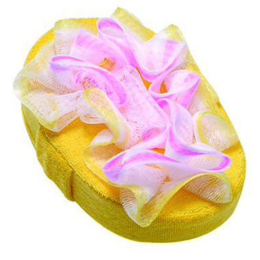 Мочалка-спонж Банная линия объемная с бантом с фиксатором на руку 10*15 см 11-931