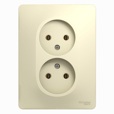 Розетка Schneider Electric Glossa двойная без заземления в сборе бежевый GSL000220
