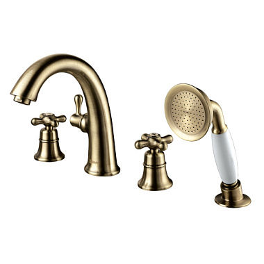 Смеситель Lemark Vintage для ванны встраиваемый на 4 отверстия с аксессуарами бронза LM2841B
