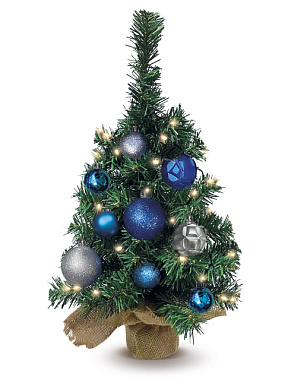 Елка Феникс-Презент с новогодними украшениями из ПВХ сине-серебряный 25*25*70 см 94018