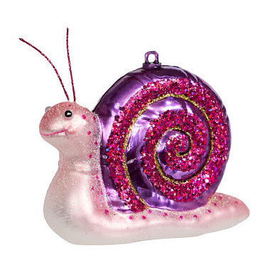 Украшение Holiday Classics Улитка Розовый сад стекло 10*3,5*5,5 см GLT1035