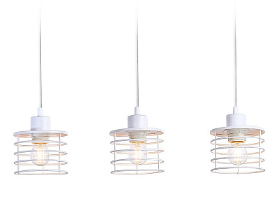 Светильник подвесной Ambrella TR8072/3 WH в стиле лофт белый E27*3 max 40W 582*120*1040*