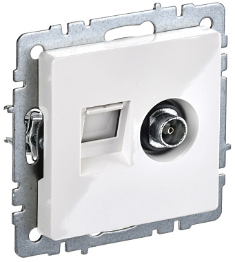 Розетка IEK Brite РТВ/РК12-БрКр TV+RJ45 двойная белый кат. 5E