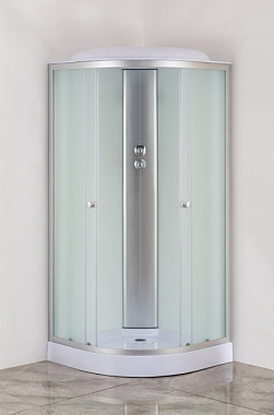 Душевая кабина Eva Gold F901WS 90*90 см низкий поддон рифл стекло белая стенка хром мат профиль 3к