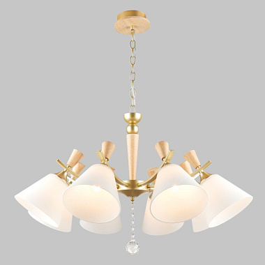 Люстра Imex подвесная 8*Е27 золото/дерево MD.6132-8-P-GD+WOOD***