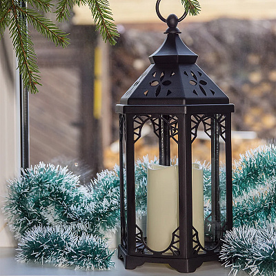 Фонарь Lucia Лучи света декоративный с св/диод свечой настол/подв пластик черный DL506