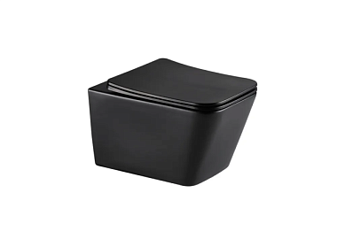 Унитаз подвесной Eva Gold К633 черный матовый безободковый сиденье тонкое дюропласт крепления