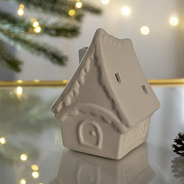 Ночник Lucia Зимняя Избушка настольный фарфоровый св/диод белый 186-01