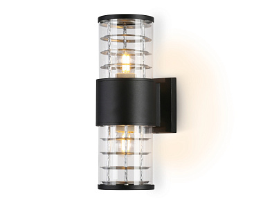 Светильник Ambrella ST2525/2 BK/CL улич наст архитект черн/прозр мат IP54 E27/2 max11W 305*110*155