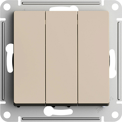 Выключатель Systeme Electric Atlasdesign трехклавишный схема 1+1+1 10АХ механизм песочный ATN001231