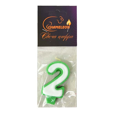 Свеча Chameleon Цифра 2 два цвета С 00-91